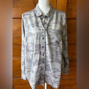 Torrid Gray Camouflage Button-Up